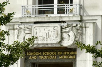 A picture of the LSHTM sign outside the Keppel St building