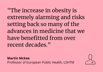 “The increase in obesity is extremely alarming and risks setting back so many of the advances in medicine that we have benefitted from over recent decades.&quot; Martin Mckee, Professor of European Public Health, LSHTM