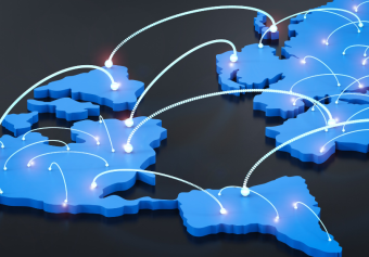 Dots of light across stylized globe representing the concept of a network of networks