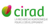 Two green and pink discs joining together at the centre - logo of cirad