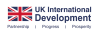 UK flag left aligned text UK International Development logo