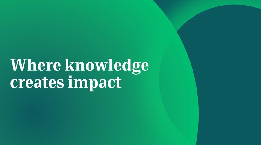 Graphic with words: "Where knowledge creates impact"