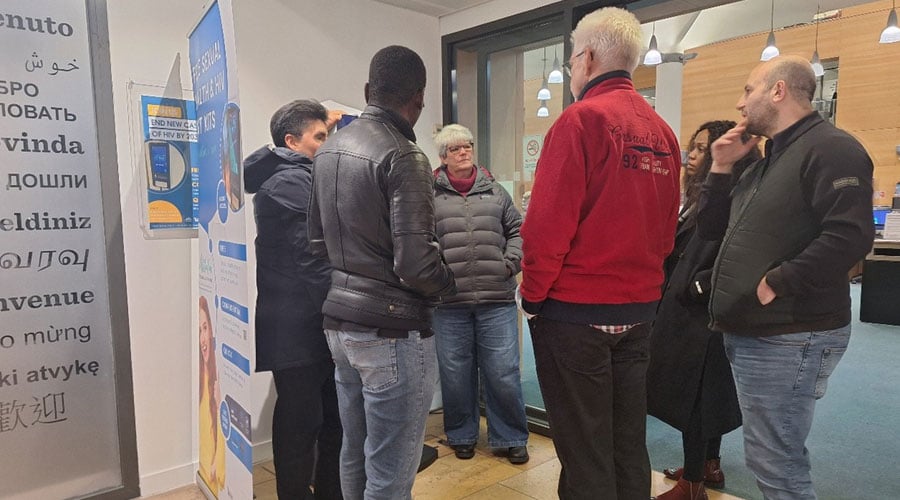 Yaba Che Guy team visiting an operational model of the V24S vending machine
