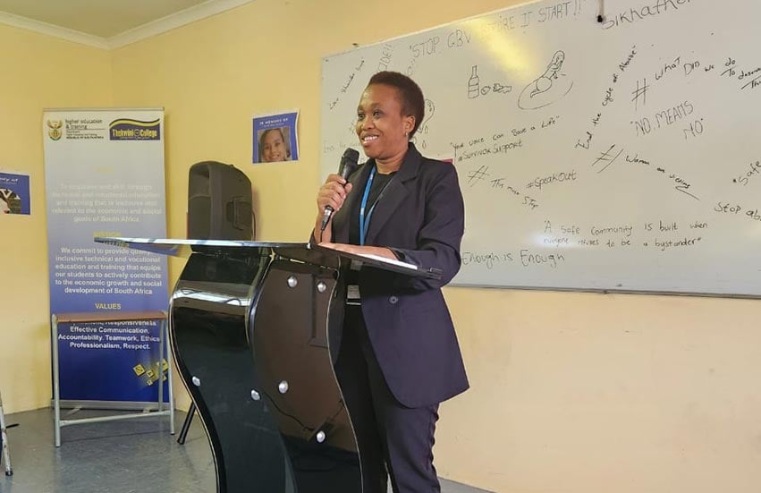 Zinhle speaking at the event